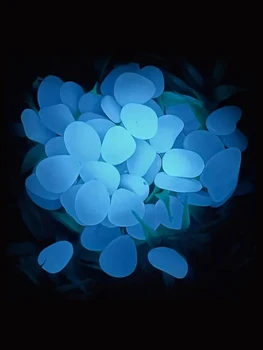 1 пакетик из 50 и 100 зерен, светящиеся в темноте светящиеся камни, сад и аквариум с рыбками, ландшафтный дизайн аквариума (синий)