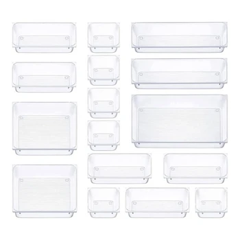 16 ШТ Пластиковые ящики-органайзеры для хранения Прозрачные Разделители ящиков Лотки для косметики, ювелирных изделий