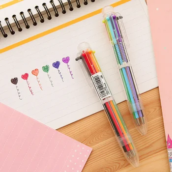 1шт 0,5 мм 6-цветная шариковая ручка с прозрачным стволом, выдвижные тонкие ручки для студентов, Подарочная ручка для медсестер для детей