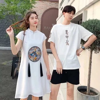 2023 Весна-лето, платье с кисточками в китайском стиле, футболка с короткими рукавами и вышивкой, винтажный белый традиционный национальный топ Cheongsam