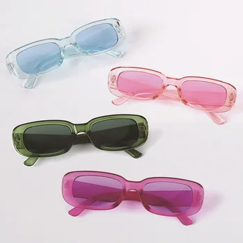 2023 Маленькие прямоугольные солнцезащитные очки с защитой от UV400, Солнцезащитные очки с линзами ярких цветов, женские летние Велосипедные украшения на открытом воздухе