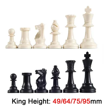 32 Шт Пластиковый Шахматный набор Высота Короля 49/64/75/95 мм Шахматная игра Стандартные Средневековые Шахматные фигуры для Игр в Путешествия Шахматные Фигуры Без доски