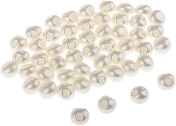 50шт Белых жемчужных шариковых пуговиц для детского шитья, украшения для скрапбукинга - белый, 10 мм
