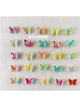 5шт 3D Блестящие Акриловые Подвески для ногтей с бабочками, Стразы, наборы для ногтей с бабочками из кристаллов Мокко, украшения для ногтей, украшения для ногтей своими руками