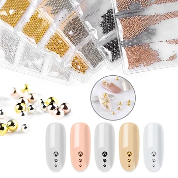6 Сетка для ухода за ногтями для женщин, дизайн ногтей, стальной шарик, золотые и серебряные Бусины, Аксессуары для украшения ногтей, женские 3D подвески для ногтей