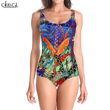CLOOCL Гавайский женский купальник, летняя одежда с принтом листьев тропического леса, одежда для плавания, серфинга, пуш-ап, облегающий купальник.