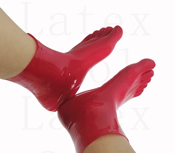 Gummi из 100% латексной резины, красные короткие носки с пятью пальцами, Размер S-XL 0,4 мм