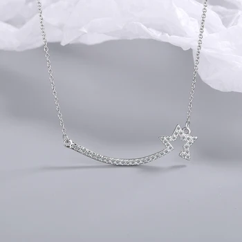KOFSAC Простое Сияющее ожерелье с циркониевой звездой-метеоритом, женская Гламурная цепочка для ключиц из стерлингового серебра 925 пробы, подарок Леди на День Святого Валентина