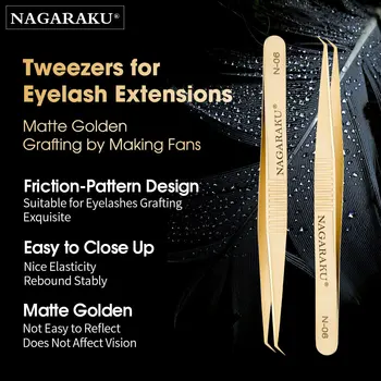 NAGARAKU Premium Beauty, Пинцет для макияжа, пинцет N-06, наращивание ресниц, пинцет для накладных ресниц, инструменты для наращивания ресниц