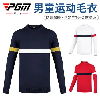 PGM Осенне-зимняя одежда для гольфа, свитер для мальчиков с круглым вырезом из утолщенной мерсеризованной шерсти, теплая футболка с длинными рукавами