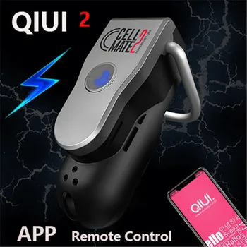 QIUI Cellmate 2 Лучшее приложение Кольцо для члена с дистанционным управлением Кольца для пениса с электрическим током Устройство для ограничения мужского целомудрия Секс-игрушки для мужчин