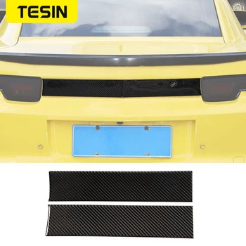 TESIN Carbon Fiber Автомобильный логотип на заднем багажнике, наклейка на панель, декор, наклейки на крышку, аксессуары для Chevrolet Camaro 2012-2015, Отделка автомобиля