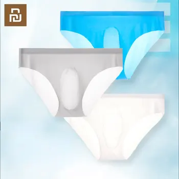 Xiaomi 3шт 3D Сексуальное мужское нижнее белье Ice Silk Мужские трусы Сексуальные шорты Calzoncillos Hombre Прозрачные U выпуклые бесшовные трусики