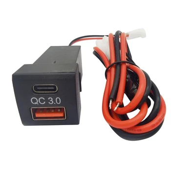 Автомобильное зарядное устройство с двумя USB-разъемами, адаптер PD Type-C для быстрой зарядки Toyota QC 3.0