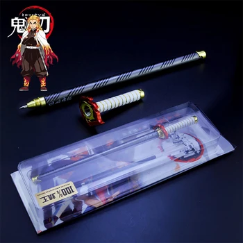 Аниме Demon Slayer Kyojuro Rengoku Ручка В форме Катаны Подарок для Косплеера 200 мм Kimetsu No Yaiba Mugen Train Flame Hashira Nichirin