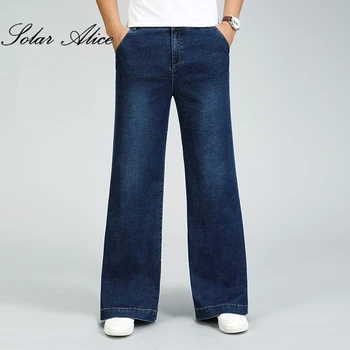 Бесплатная доставка 2023 Мужские Four Seasons, новые прямые джинсы со средней талией, свободные стрейчевые повседневные брюки с микро-клешами