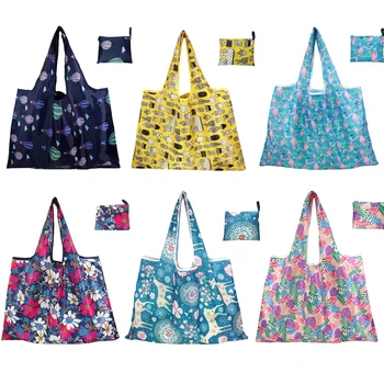 Большая моющаяся хозяйственная сумка, тяжелые экологичные многоразовые сумки-тоут для покупок, женские сумки с цветами для хранения продуктов, организация
