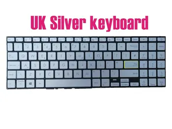 Британская серебристая клавиатура для Asus S533FA, S533FL, S533JQ ASM19G86GB6528 0KNB0-510BUK00