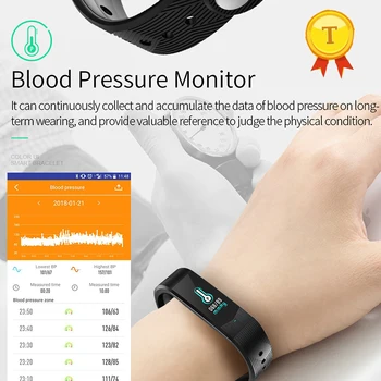 Водонепроницаемый 3D дизайн пользовательского интерфейса, цветной экран, смарт-браслет, точный мониторинг артериального давления, сердечного ритма, спортивный браслет для фитнес-трекера