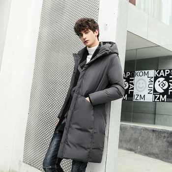 Высококачественная мужская толстая теплая зимняя куртка с капюшоном, утепленная парка на утином пуху, повседневное тонкое пальто со множеством карманов, мужское
