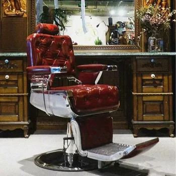 Высококачественное мужское парикмахерское кресло в стиле ретро с масляной головкой, которое можно опускать и брить, специальное оборудование для стрижки волос, мебель для парикмахерского салона