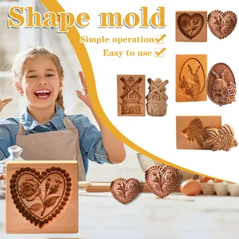 Деревянные формы для печенья, пресс для печенья, деревянные формы для пряников, пресс для 3D-тиснения торта, форма для выпечки, Резак для выпечки, приспособления для выпечки