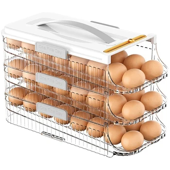 Держатель для яиц В холодильнике Контейнер для хранения яиц С ручкой Органайзер для яиц на колесиках Для холодильника Дозатор яиц