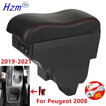 Для Peugeot 2008 Коробка для подлокотника для Peugeot 208 Коробка для автомобильного Подлокотника 2019 2020 2021 2022 2023 Модернизация USB зарядки Автомобильных Аксессуаров