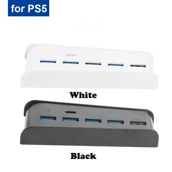 Для PS5 6 в 1 USB-Концентратор USB Splitter Expander Концентратор-адаптер с 5 Портами USB A + 1 USB C для Консоли PlayStation 5 Digital Edition