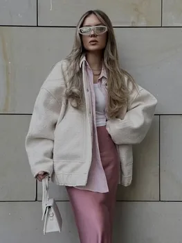 Зак АйИса, новая женская модная универсальная куртка-бомбер со стоячим воротником, однобортная текстурная свободная повседневная куртка с карманами