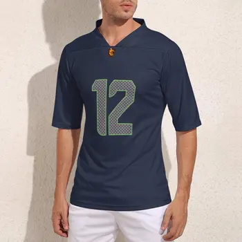 Индивидуальные Сиэтл № 12 Черные футбольные майки Ретро Мужская футболка для регби Спортивная одежда Футбольная рубашка на заказ