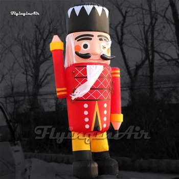 Индивидуальный надувной Король Щелкунчиков, праздничный Рождественский мультяшный персонаж, Красный Рождественский солдат, выдуваемый воздухом, для украшения наружных ворот.