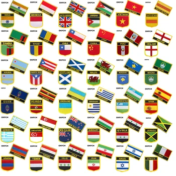 Индия Великобритания Индонезия Вьетнам Чили Китай Уганда Национальный флаг, вышитый утюгом на нашивках для одежды Металлические значки