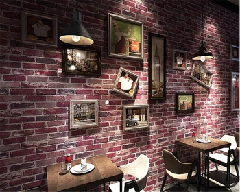 кирпичные обои beibehang 3d винтажные фотообои с имитацией кирпичного рисунка украшение дома рулон обоев для ресторана отеля