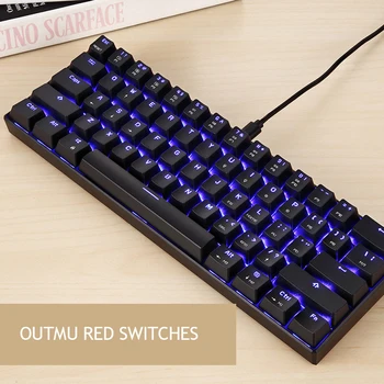 Механическая клавиатура MOTOSPEED CK61 С RGB подсветкой Синего/черного цвета Переключает 61-Клавишную Игровую клавиатуру со скоростью отклика 2 мс Все клавиши с защитой от призраков
