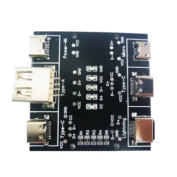 Многофункциональный Тестер кабеля Mini USB от USB A до Type-C Micro Lightning Включение-Выключение Кабеля Передачи данных, Совместимого С DT3