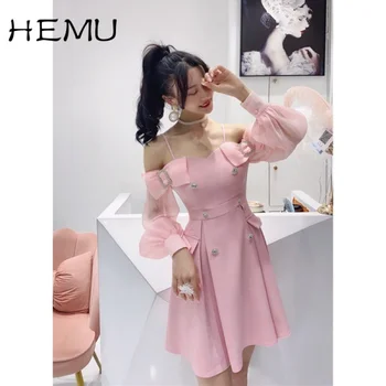 Модная юбка Hemu, Обтягивающая Талию, Весна 2021, Новое Корейское Модное Повседневное Мини-платье с ремешком в стиле Ретро
