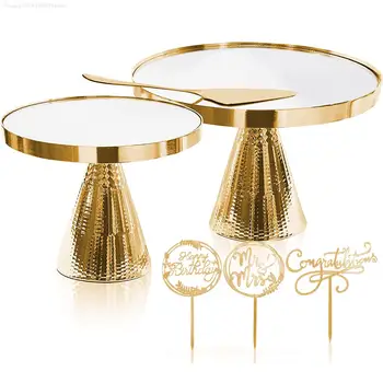 Набор золотых подставок для торта, круглая металлическая подставка для торта, зеркальная подставка для десертного стола на свадьбе, дне рождения, любой особенной вечеринке