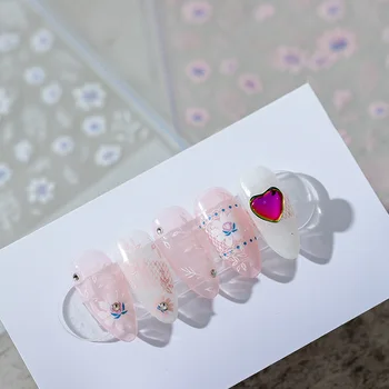 Нежные бело-розовые 3D самоклеящиеся наклейки для дизайна ногтей с бегонией, полупрозрачные цветы, наклейка для маникюра, Романтичная милая женщина