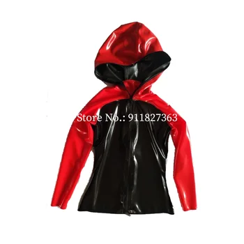 Новый стиль, 100% Латексная резина, мужская повседневная черно-красная спортивная куртка с длинными рукавами и застежкой-молнией спереди