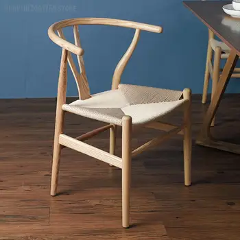 Обеденный стул Ротанговый стул Домашний Стул со спинкой из массива дерева Nordic Comfortable B & B Net Red Для переговоров Изучение китайского языка Taishi