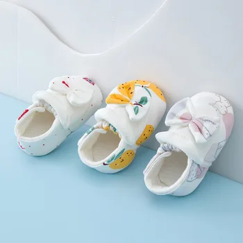 Обувь для новорожденных девочек от 0 до 1 года, весна и осень, мягкая нескользящая обувь для первых ходунков, милая обувь принцессы с бантиком