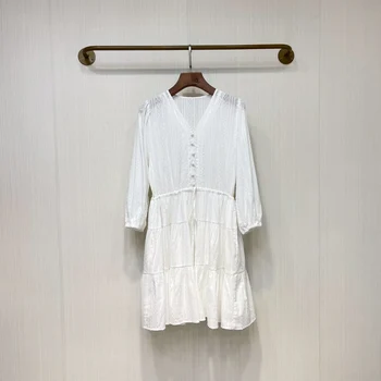 Платье с V-образным вырезом и завязками на талии, повседневная мода 2023, летняя новинка 0408