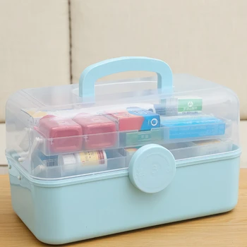 Портативный ящик для хранения аптечки первой помощи, 3 яруса, пластиковый ящик-органайзер для семейных аптечек большой емкости с ручкой, аптечка