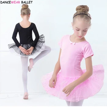 Профессиональное балетное платье-пачка для девочек, детское гимнастическое трико с фатиновой юбкой, розовые танцевальные балетные костюмы с пачками в горошек