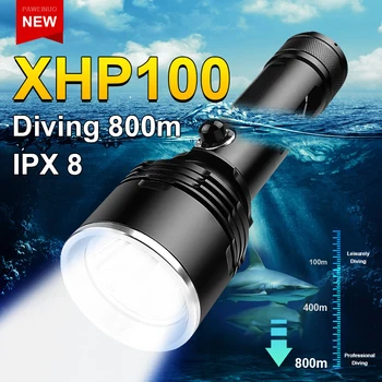 Профессиональный фонарик для дайвинга 18650, мощный фонарь для дайвинга, перезаряжаемая подводная лампа IPX8, Водонепроницаемый фонарь для подводного плавания