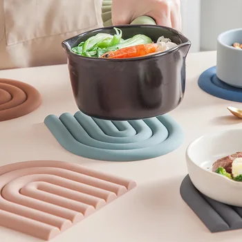 Радужный силиконовый коврик для стола Подставка для горячих блюд Прихватка для столовых приборов Многофункциональные прихватки для кухни Термостойкие подставки для сковородок