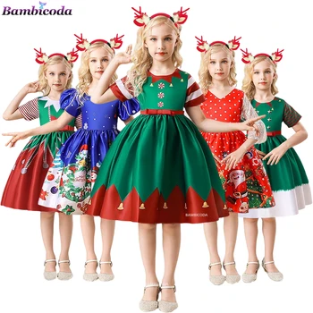 Рождественское красное платье для девочек, фатиновая пачка с длинным рукавом, вечерние платья для девочек, новогодние рождественские костюмы, комплект детской одежды