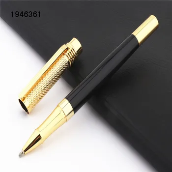 Роскошная высококачественная ручка-роллер 856 Black golden для делового офиса и школы со средним пером Новая