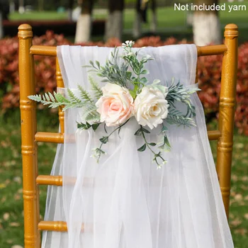 Свадебный стул Украшение спинки стула цветами Романтические Принадлежности для свадебной вечеринки Искусственное растение Цветочные украшения для свадьбы